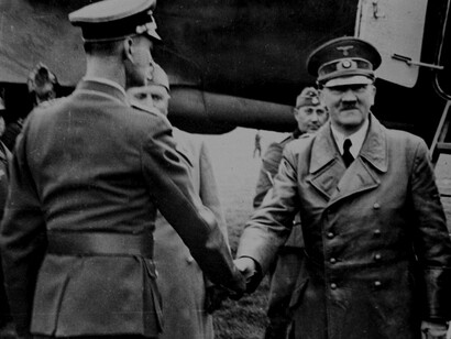 Adolf Hitler and Benito Mussolini meeting in Krosno on August 27, 1941