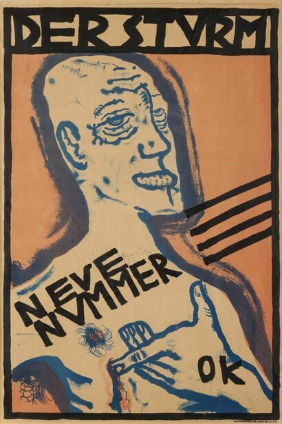 Oskar Kokoschka (1886-1980), Poster with Self-Portrait for Der Sturm magazine, 1910, Colored lithograph, 26 3/8 x 17 5/8 in. (67 x 44.7 cm) © Neue Galerie New York. Gift of Leonard A. Lauder © 2014 Fondation Oskar Kokoschka/Artists Rights Society (ARS), New York/ ProLitteris, Zürich