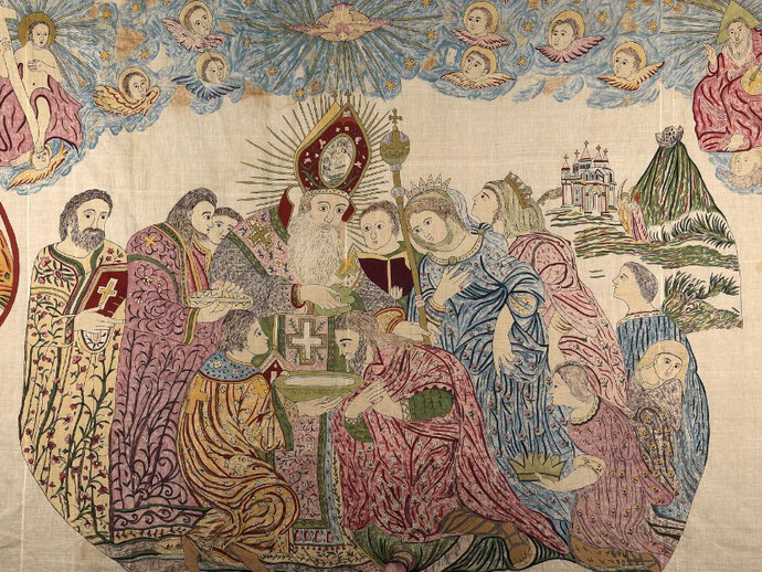 Kalfayan Collection, Holy Altar curtain (detail), printed cotton,19thc, Photographer Thanos Kartsoglou
