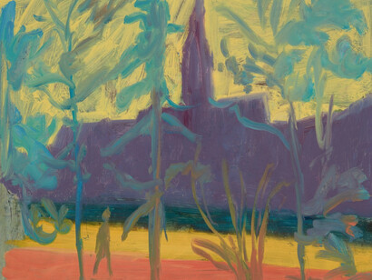 Tim Stoner, Kirk, 2014, oil on paper on linen, 34.6 x 40.6 cm, 32 1/4 x 22 1/8 ins. © Tim Stoner. Courtesy Stuart Shave/Modern Art, London