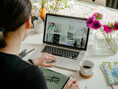 Person making digital art on a tablet
