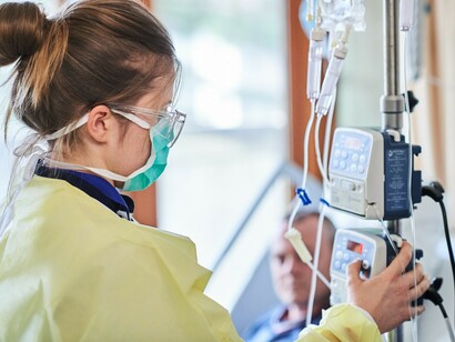 Doctor checking patient values