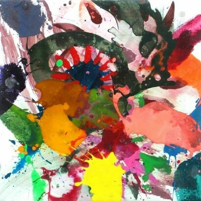 Dorothy Goode, Sharpie Looks for God #100 - 2014, Egg Tempera & Sharpie on Panel, 15 x 15 inches