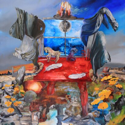 Pato Bosich, Belly of an Artist, 2024, acrylic and oil on canvas, 170 x 140cm