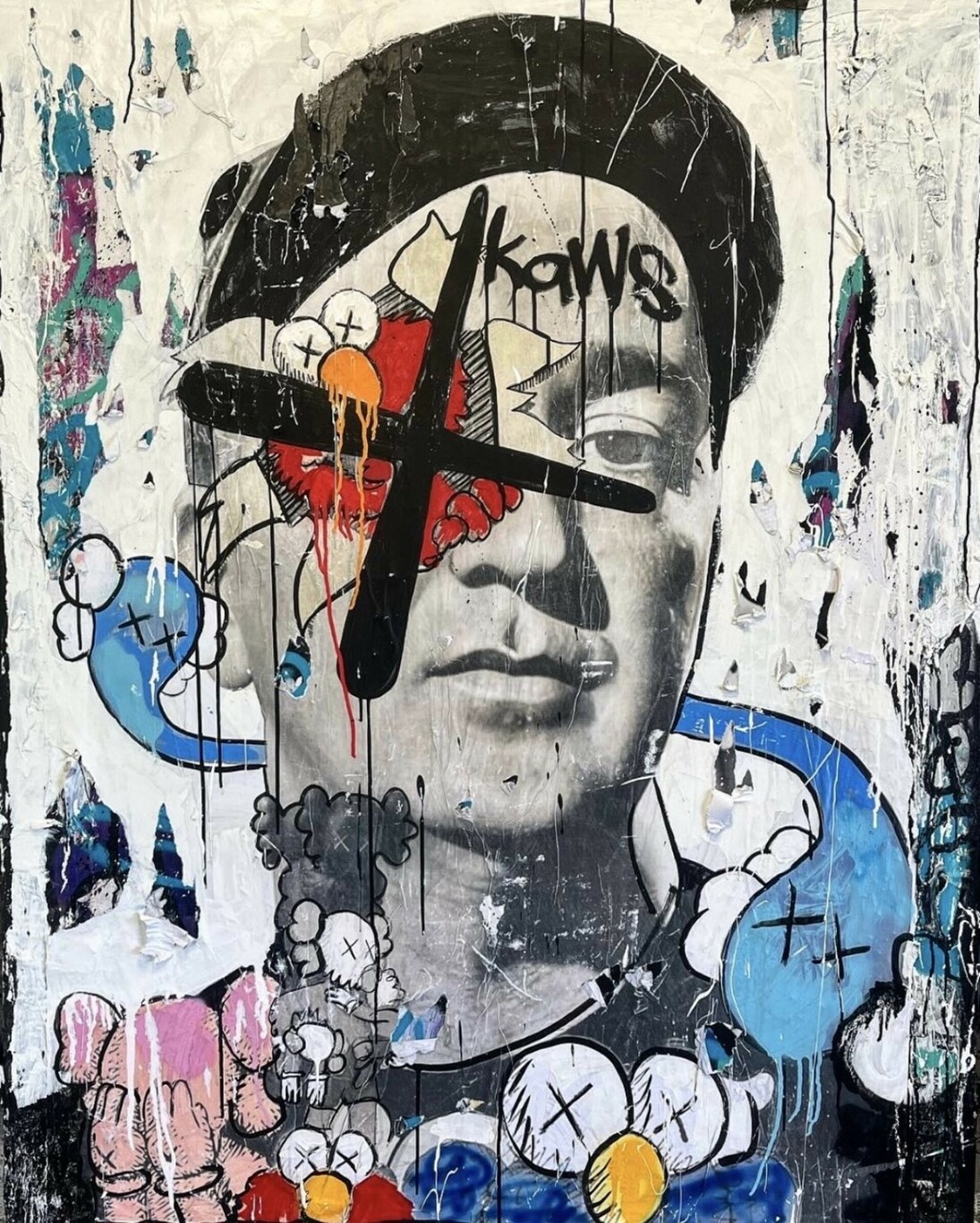 Andrew Cotton, The Kaws, mixed media on canvas, 60x48x2.50 in