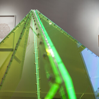 Marta Chilindron. Fluor circle, 2010. Acrylic and plastic hinges, 70” diameter when opened.