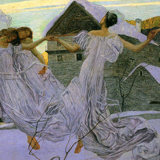 Carlo Fornara, Da una leggenda alpina, olio su tela 72 x 101 cm