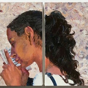 Liu Xiaodong, In Between Israel and Palestine 1, 12” by 16” (2), oil/canvas, 2013