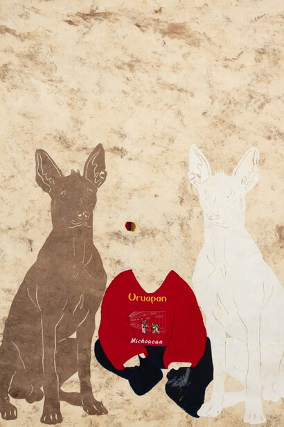 Arleene Correa Valencia, La visita de los cadejos (a visit from the spirit guides), 2024. Courtesy of Catharine Clark Gallery 