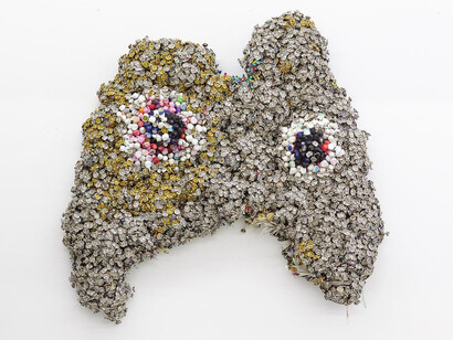 Moffat Takadiwa, Joy pad, 2014, Found spray tops, 160 x 145 x 30 cm, Copyright the artist, Courtesy Tyburn Gallery