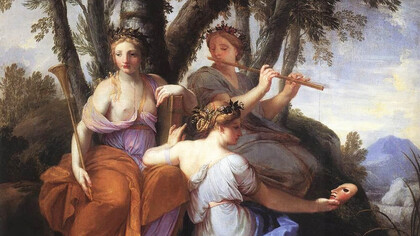 Eustache Le Sueur, Las musas: Clío, Euterpe y Thalía (detalle)