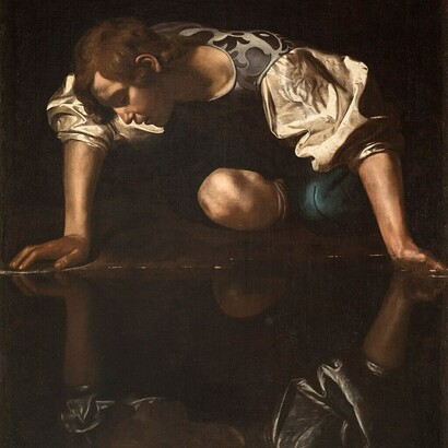 Caravaggio, Narciso, olio e chiaroscuro su tela, 1597-1599, Palazzo Barberini, Roma, Italia