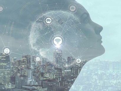 The mainframe of a human being consumed by AI