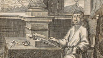 Portada para la edición de 1692 de la «Obra filosófica» de René Descartes publicada por F. Knochius