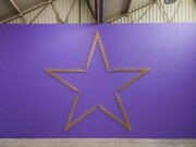 Kendell Geers, Stairway To Heaven 101, 2011, gold leaf on police battons, 700 x 700 cm, Courtesy Galleria Continua, San Gimignano/Beijing/Le Moulin, Photo by Oak Taylor-Smith