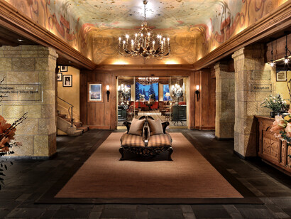 The entry of Gstaad Palace