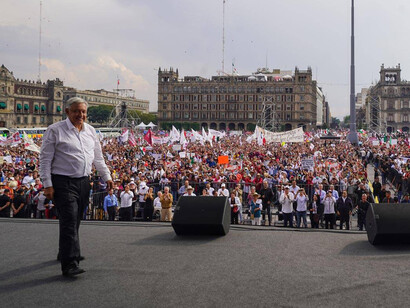 AMLO durante la celebración de su cuarto año de gobierno