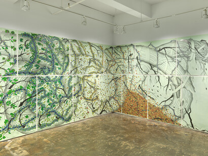 Mel Watkin, Revolving Cycle, exhibition view. Courtesy of A.I.R Gallery