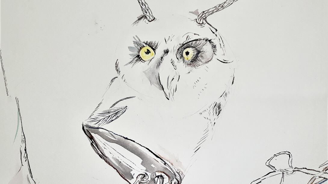 Maro Michalakakos, Detail: In Orbit (Specimen 19), 2021, watercolor on paper, 250 x 145 cm. Courtesy Kalfayan Galleries


