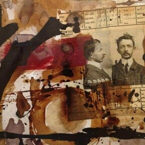 Maria Soledad Fernandez Pagliuca, He Is Looking For Himself Too, Coffee, Wine & Mixed Media on Paper, 18" x 24"