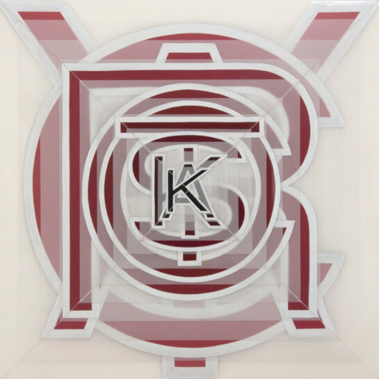 Joe Amrhein, Kakistocracy, 2017, enamel on mylar, 23 1/2 x 23 1/2 inches framed. Courtesy of Brian Gross Fine Art