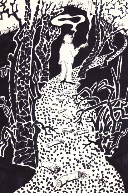 Promenade, 1975, marqueur, 20 x 30 cm, courtesy of galerie Anne Barrault