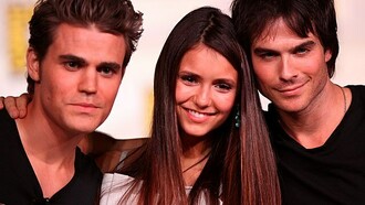 The Vampire Diaries cast: Paul Wesley, Nina Dobrev and Ian Somerhalder at the 2012 comic-con in San Diego, 
California 