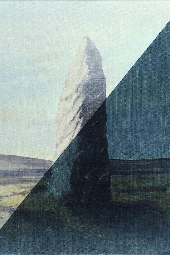 Edouard Wolton, Menhir jour/nuit, 2013, acrylic and oil on canvas, 33 x 41 cm, Courtesy Galerie Les filles du calvaire