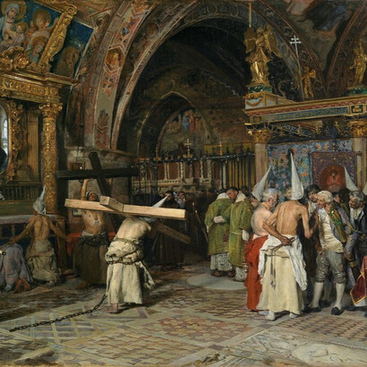 José Jiménez Aranda, Penitents in the Lower Basilica of Assisi (1874)