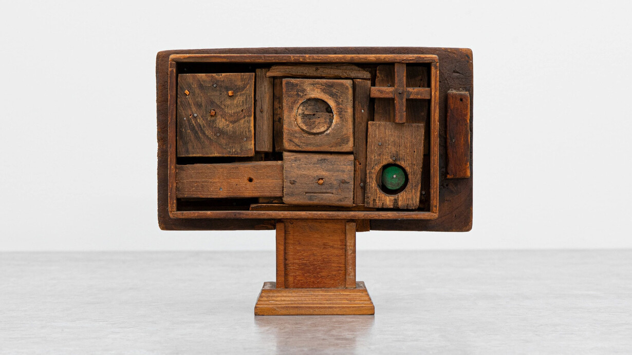 Hannelore Baron (1926–1987), Untitled (B71004), 1971, box assemblage of wood, paint, ink, and nails. Courtesy of Michael Rosenfeld Gallery LLC, New York, NY.