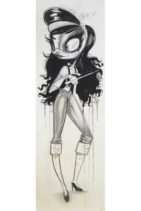 Brandt Peters, The Brides Series: Stitches, Graphite, Acrylic and Ink on Linen Canvas, 24" x 72"