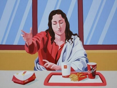 Giuseppe Veneziano, Gesù, acrilico su tela, Courtesy Contini Galleria d'Arte.