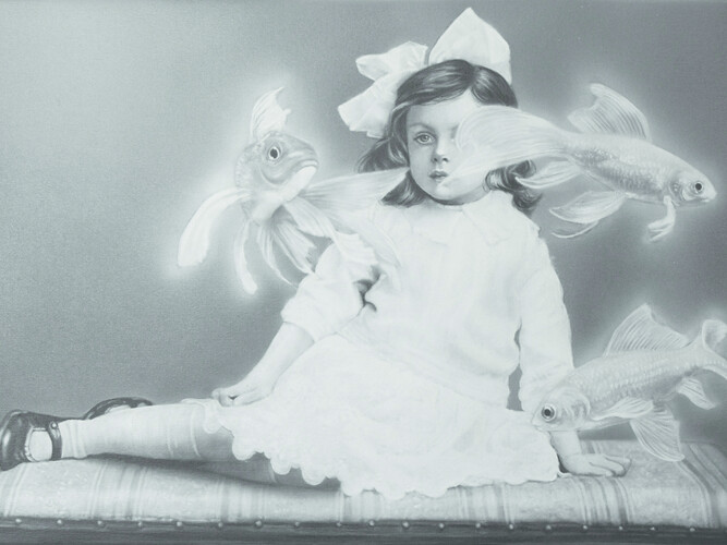 Zoe Byland, Underwater, detail, 30 x 50 cm, acrylic, airbrush on canvas, dorothycircusgallery