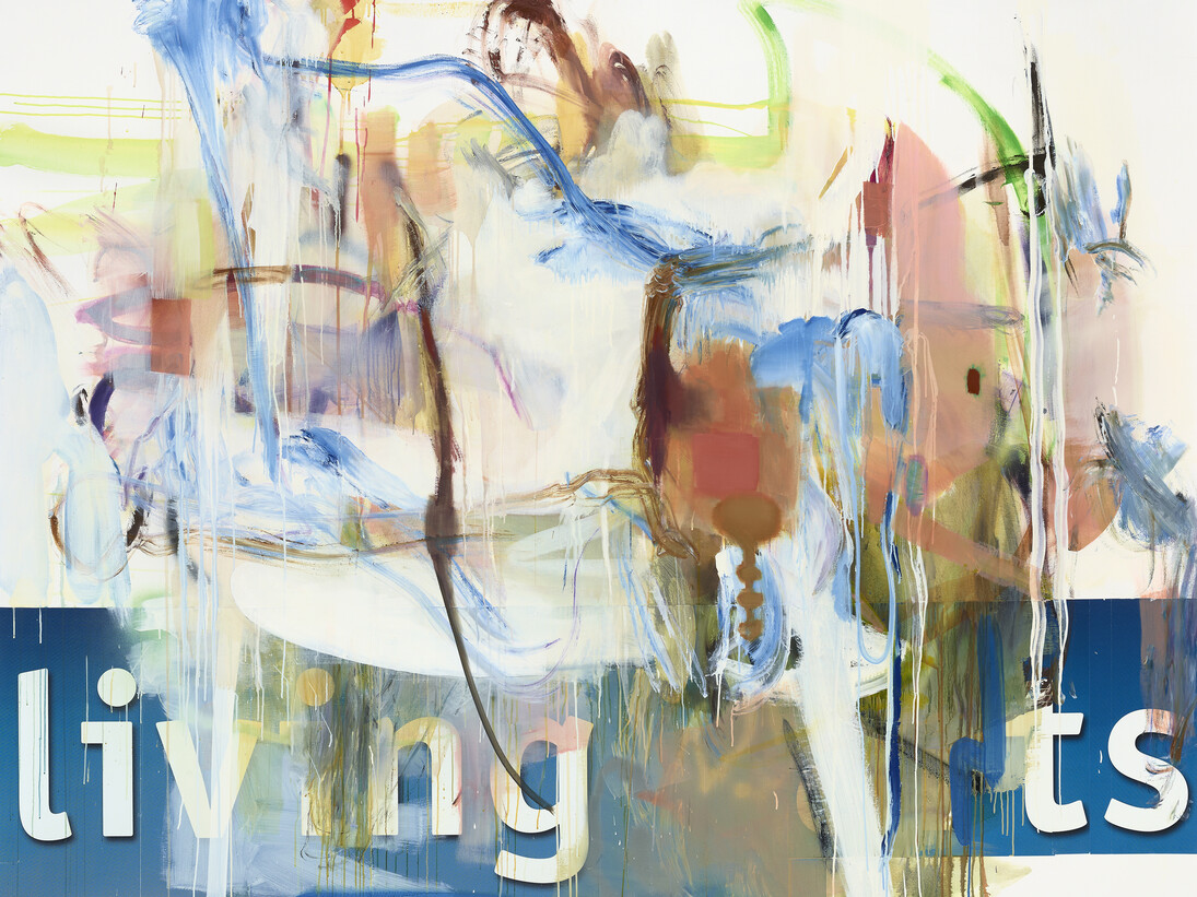 Albert Oehlen, Untitled 2012, oil, paper on canvas, 70 7/8 x 90 9/16 inches (180 x 230) © Albert Oehlen. Courtesy of the artist and Gagosian Gallery