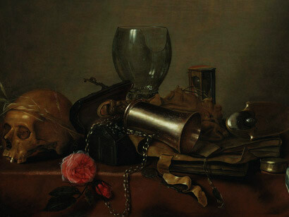 Hendrick Andriessen-Vanitas still life with a skull
