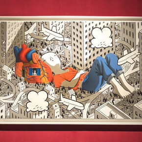 Millo, Into the heart, 2023, acrylic on canvas, 120x70 cm. Courtesy of the artist and Dorothy Circus Gallery, Rome