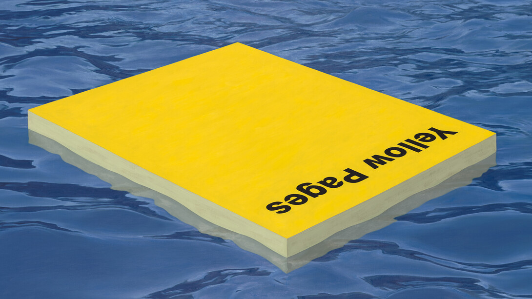 Mathew Cerletty, Yellow Pages, 2015, Oil on linen, 26 x 48 inches (66 x 121.9 cm). Courtesy the artist, Anton Kern Gallery, New York, and Almine Rech Gallery, Paris.