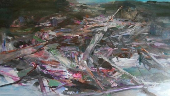 Edwige Fouvry, Lac et branches, 2013 I Oil on canvas I 59 x 79 inches