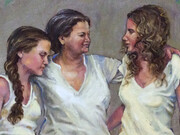 Mira Kliger. Naomi and her Daughters in Law. Oil on Canvas, 25x30 cm