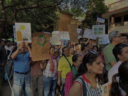 Procession on the day of the Chipko Andolan 2023, held on JM Road, Pune, India