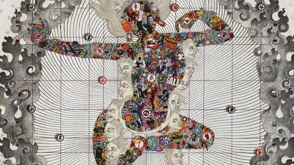 Gonkar Gyatso, Power Lhamo, 2015, mixed media on fine art paper, mounted on Dibond, 122 x 100 cm. Courtesy the artist and Galleria Mimmo Scognamiglio, Milan