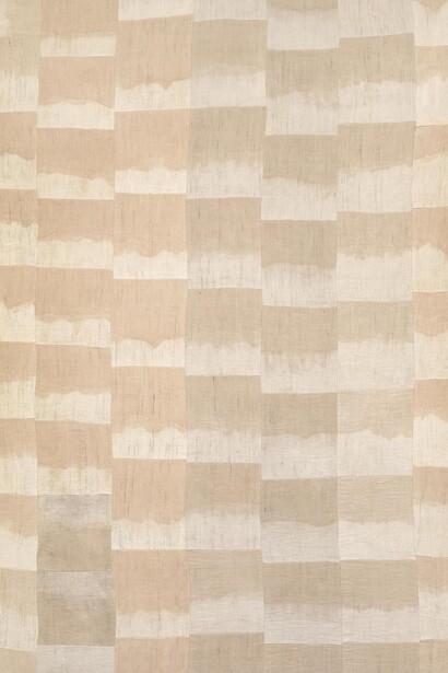 Ayan Farah, Untitled, 2016, Terracotta on vintage linen, 200 x 140 cm, 78.7 x 55
