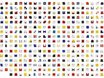 Lygia Pape (Brazilian, 1927–2004), Livro do tempo (Book of Time), 1961-63, Tempera and acrylic on wood, 365 pieces, each piece: 6 3/8 x 6 3/8 x 1 1/4 in. (16 x 16 x 3.2 cm). Photo: Paula Pape © Projeto Lygia Pape