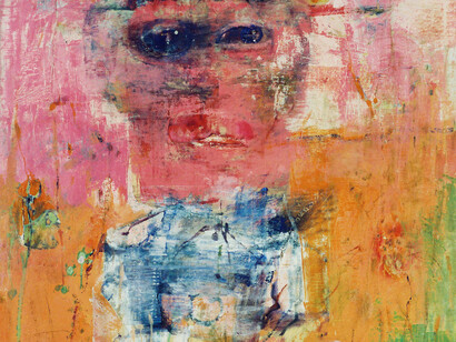Renzo Ferrari,
Gaio nell’erba, dettaglio,
1975,
Olio su carta su tela,
152 x 108 cm,
Collezione privata, Sementina
