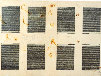 William Xerra, Bene, 1973, inchiostro su carta stampata, 49 x 70 cm