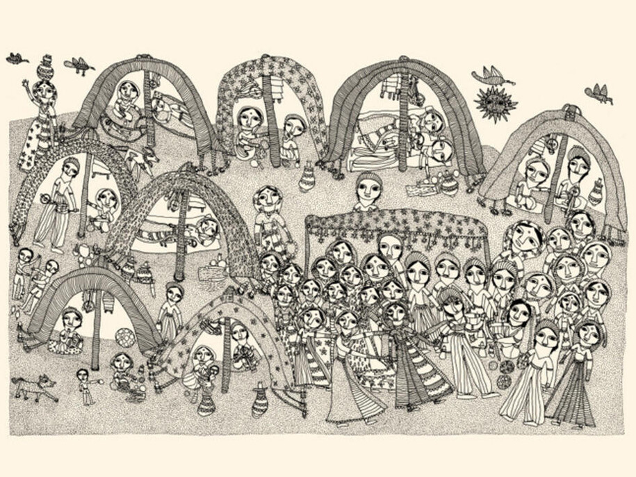 Dal libro "Teju e Ganesh", Gallucci, illustrazioni di Tejubehan - arte Urban Folk (Guajarat - Rajastan) 