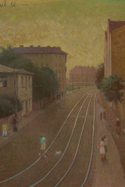 Baušķenieks Auseklis, Sarkandaugavas iela (detail), 1956. Courtesy of Zuzeum Art Museum