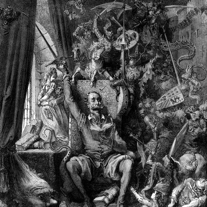Gustave Doré; Don Quijote en su biblioteca