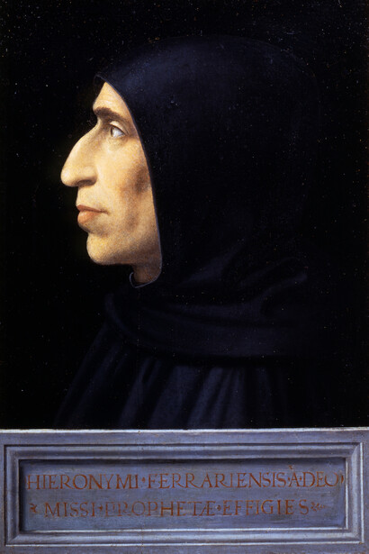Fra’Bartolomeo, Portrait de Jérôme Savonarole, 1499-1500, Huile sur bois, H.72 ; L.56 cm, Florence, Museo di San Marco © Su concessione della SSPSAE e per il Polo Museale della città di Firenze