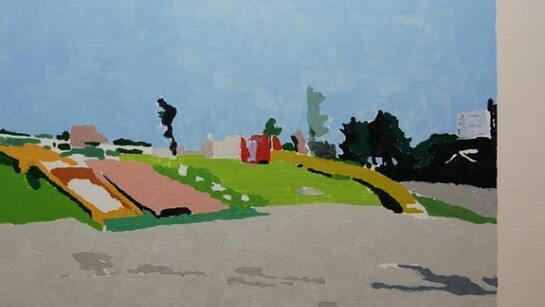 Toshio Miyaoka, Landscape, The suburbs, 2007, 89.4 x 145.5, cm oil on canvas